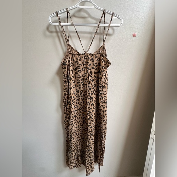 Aerie Modal Leopard Print V-Neck Strappy Casual Beachy Midi Slip Dress Women’s M - Picture 9 of 9